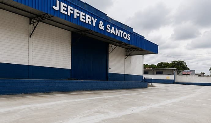Docas do galpão Jeffery & Santos, com marquise navy